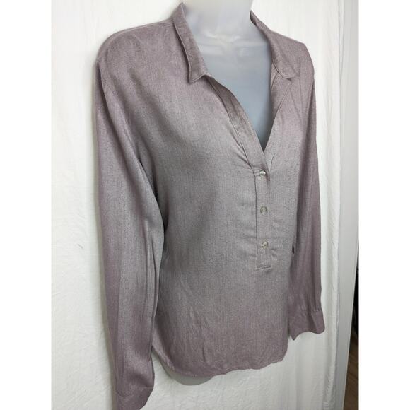 Cloth & Stone Henley Long Sleeve Shirt Top Womens Medium Dusty Lavender Everyday - Picture 5 of 12